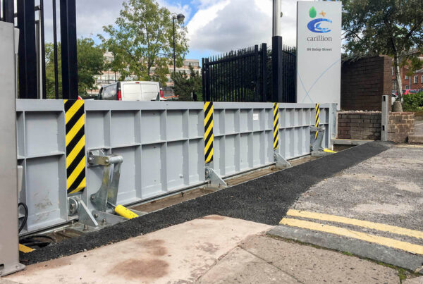 Flip Up Flood Barrier installation